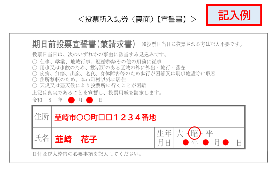 投票所入場券(裏面)