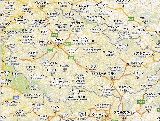 チェコ共和国全体を示した地図