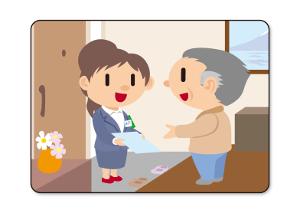 調査票を配布している調査員業務のイラスト
