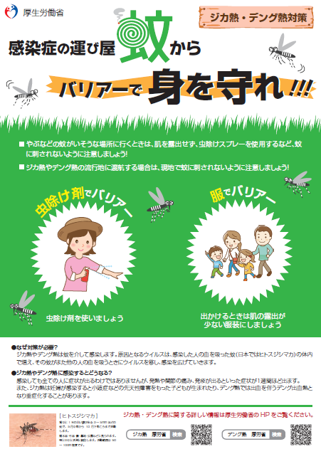 ジカ熱、デング熱対策についてのポスター