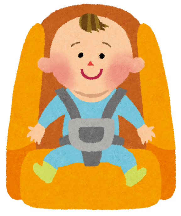 赤ちゃんがチャイルドシートに乗っているイラスト