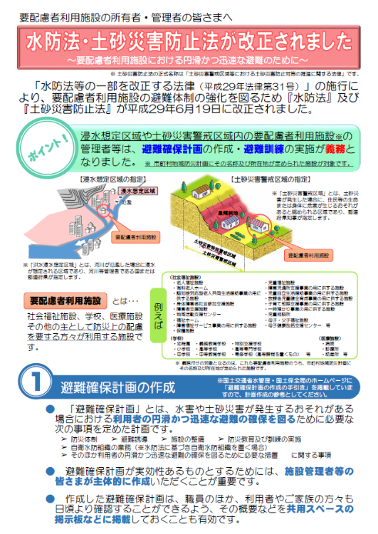 避難確保計画作成勧奨チラシの表面