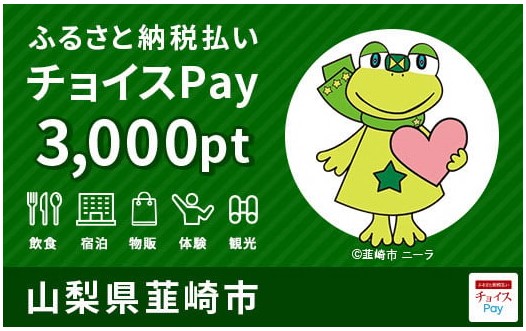 チョイスPay、飲食、宿泊、物販、体験、観光に使える3000円分