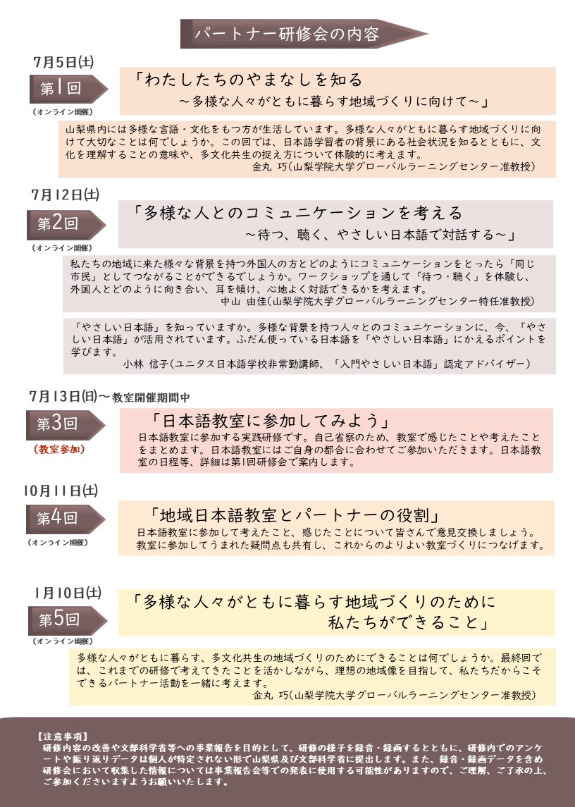 日本語教室パートナー募集_研修会内容