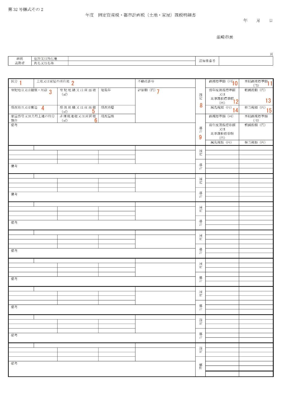 固定資産税・都市計画税課税明細書の見方