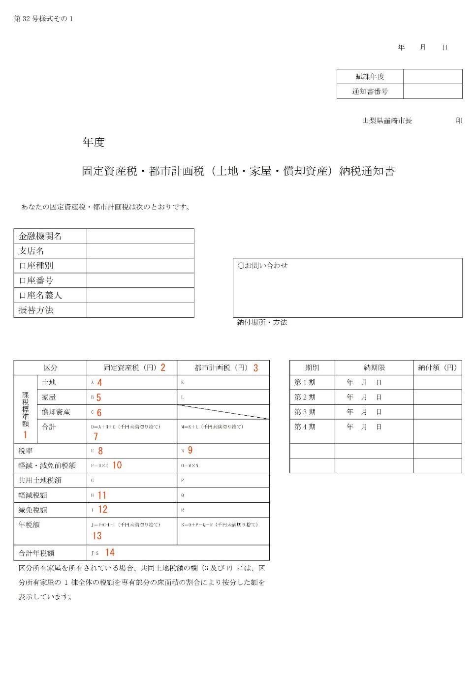 固定資産税・都市計画税納税通知書の見方